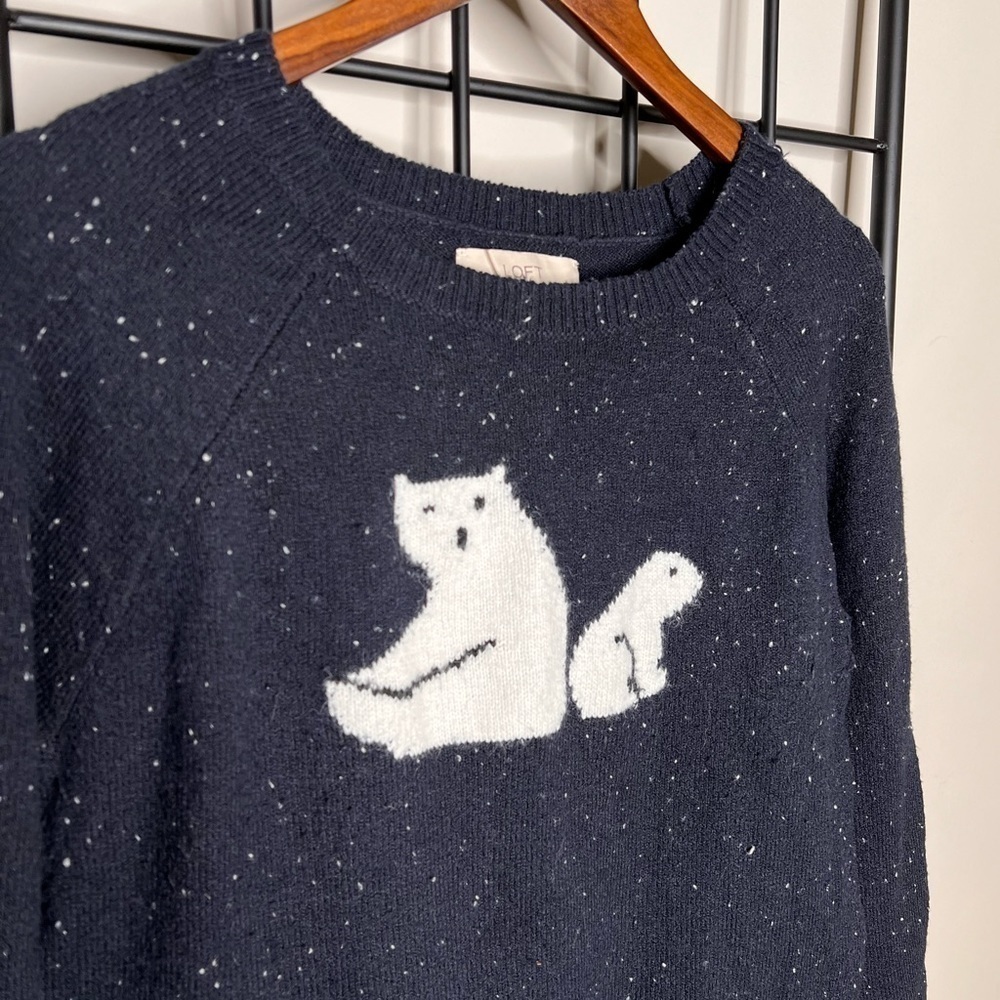 LOFT Polar Bear Speckled Sweater Sz S - Picture 3 of 7